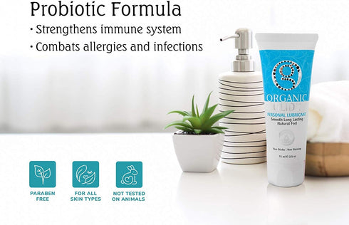 Organic Glide Natural Personal Lubricant, Probiotic Edible Lube. Parabens, Glycerin, Flavorings Free - for Men Women
