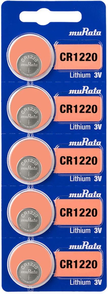 Murata CR1220 Battery DL1220 ECR1220 3V Lithium Coin Cell, Pack of 5 Batteries