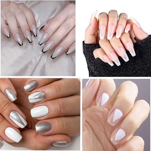 Lokyango French Cutter for Nails, 3pcs French Tip Cutter Set with 2 Brushes, 1 Cutting Knife, 5 Spare Blades
