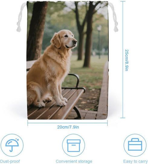 HETPLSD 20 25cm, Canvas Drawstring Bags * Double Sided Printed Portable Storage Pouch for Jewelry & Toys, Reusable Dog