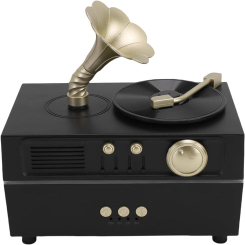 Retro Aromatherapy Humidifier, Unique USB Bluetooth Gramophone Style Vintage Oil Diffuser Cool Mist Machine for Home