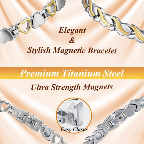 Vicmag Magnetic Bracelet for Women, Adjustable Titanium Steel Magnet Bracelet Gift