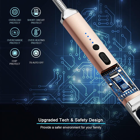 SUPRUS Rechargeable USB Lighter - Arc Electric Lighter with Safety Switch, 360° Flexible Neck, Flameless Grill Long