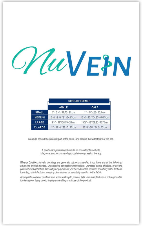 NuVein Compression Socks - 15-20 mmHg Support for Men, Knee High, Closed Toe, Black, Medium