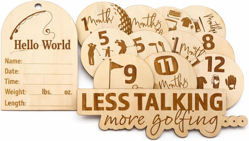 SM Design Baby Milestone Markers Set of 12 + Birth Announcement Sign | Monthly