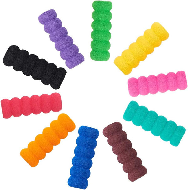 GORGECRAFT 60PCS Soft Foam Pencil Grips, 10 Colors Pen Grippers for Painting and Drawing, Relieving Fingers Fatigue