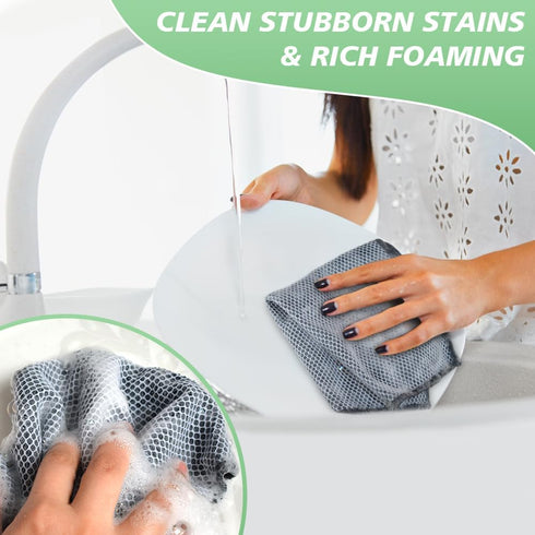 SINLAND Microfiber Dish Cloths, Wash Clothes for Kitchen, Best Cleaning Cloths, Poly Scour Side, 12"x12" (5 Pack, Dark