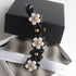 Lurrose Toothed Banana Hair Clips for Women Girls, Strong Tension Ponytail Holder, Black Flower Barrette