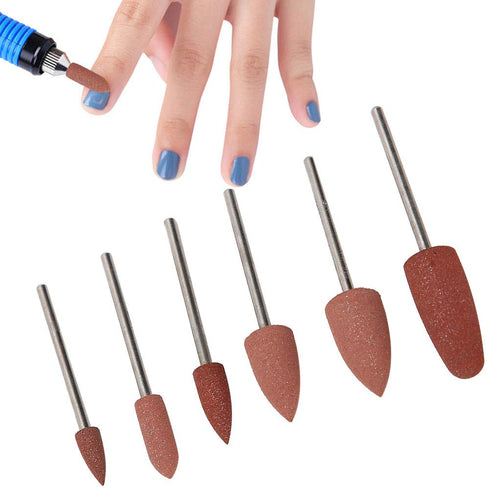 Nail Drill Bits Set - 6pcs Nail Polishing Grinding Machine Tools for Acrylic Gel Nails, Manicure Accessories