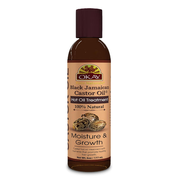 OKAY 100% Natural Black Jamaican Castor Hot Oil Hair Treatment, 6 oz