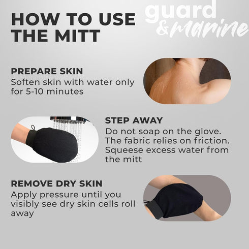 GUARD&MARINE Exfoliating Korean Bath Gloves - Set of 2 pcs, Tirkish Kessa Mitts for Body Scrub and Deep Cleansing