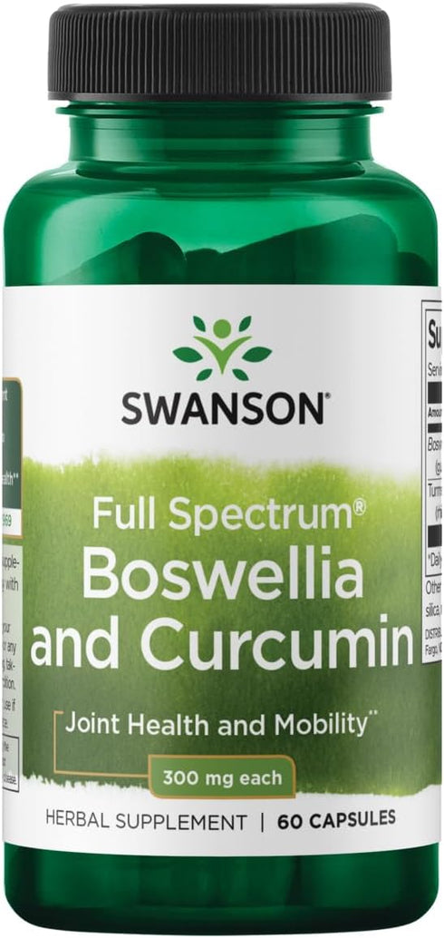 Swanson Full Spectrum Boswellia and Curcumin, 60 Capsules (Packing May Vary)