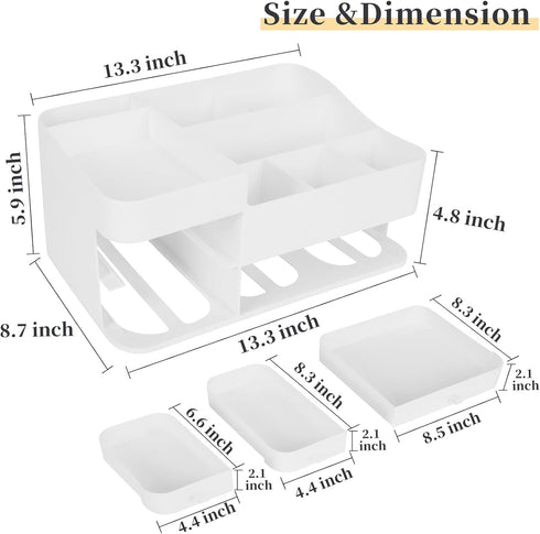 Makeup Organizer for Vanity - Large Capacity Desk Organizer with Drawers for Cosmetics, Jewelry, Nail Care, Skincare