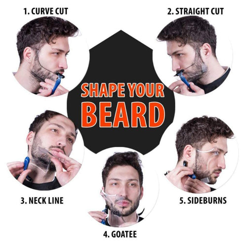 Men's Beard Shaping Tool with Inbuilt Comb for Goatee Mustache Sideburns, Transparent Template (Clear)