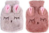 Pineeseatile Hot Water Bag Hot Water Bottle Cartoon Rubber Feet Warmer Water Heating Pad with Plush Cover Beige Plush