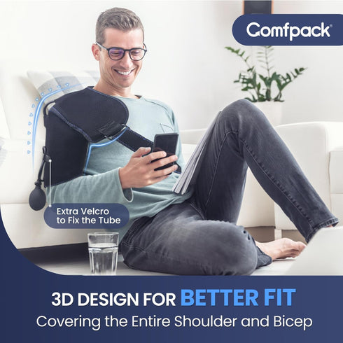 Shoulder Ice Pack with Compression for Rotator Cuff, Reusable Gel Wrap for Pain Relief and Swelling