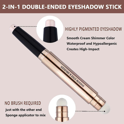 May Foltran Sand Shimmer #02 Cream Eyeshadow Pencil, Nude Pink Sparkle, Hypoallergenic Waterproof Long Lasting Eye