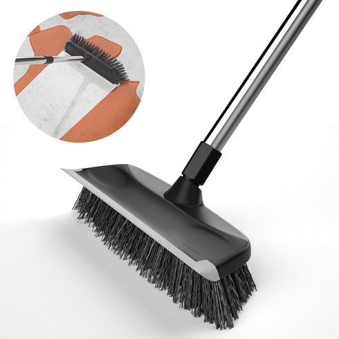 BITOPE Floor Scrub Brush with Long Handle, 10" Heavy Duty Cleaning Brush for Shower, Deck, Tile, Kitchen