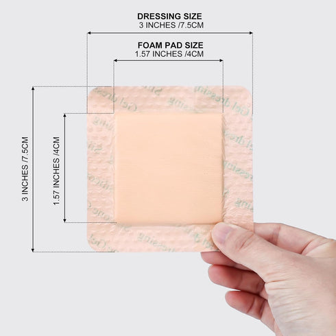 ZMZPA 3x3 (30) Silicone Foam Dressing Gentle Border, Waterproof Silicone Bandages for Wounds Care, Bed Sore Patches