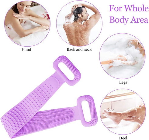 Inmorven Back Scrubber for Shower, Extra Long Silicone Exfoliating Body Brush with Handle for Men and Women (30