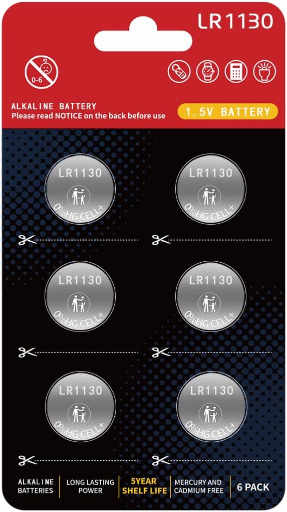 AG10 Battery LR1130 L1131f L1131c SG10 389 189 Long-Lasting Alkaline Button Cell Batteries?5-Year Shelf Life?(6 Count)