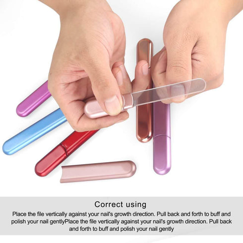 Premium Light Purple Glass Nail File with Case, Crystal Diamond Salon Best Beauty Buffer for Natural and Acrylic Nails
