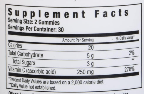NutritionWorks Vitamin C 250 mg Gummies, Supports Immune Health, 60 Gummies with Potent Antioxidants