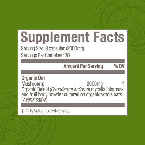 OM MUSHROOM SUPERFOOD Reishi Mushroom Capsules, 90 Count, Organic Adaptogen for Stress Relief and Immune Health