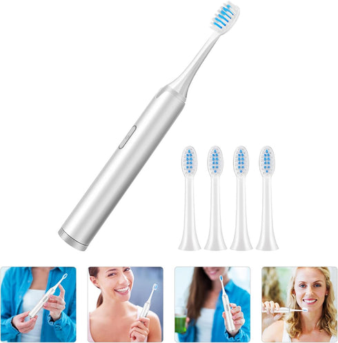 HEATSHAKING Electric Toothbrush for Adults Non-Rechargeable Soft Bristle Tooth Cleaner with Replacement Brush Heads