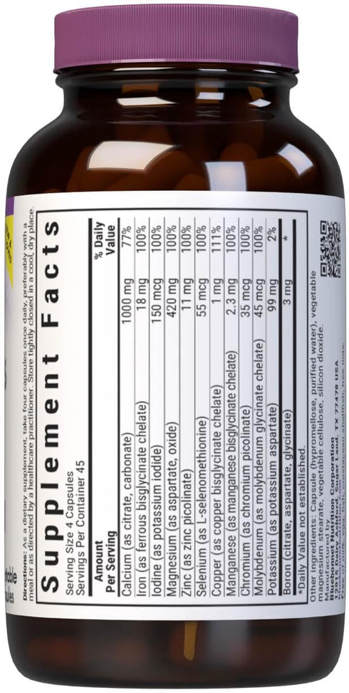 Bluebonnet Nutrition Multiminerals & Boron with Iron, 180 Vegetable Capsules, Non-GMO, Gluten-Free