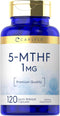 Carlyle 5-MTHF L Methylfolate 1mg | 120 Capsules | Premium Quality | Non-GMO, Gluten Free