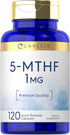 Carlyle 5-MTHF L Methylfolate 1mg | 120 Capsules | Premium Quality | Non-GMO, Gluten Free