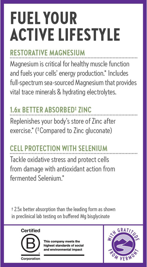 New Chapter Magnesium-Selenium-Zinc Supplement for Active Bodies, 325 mg Magnesium in One-Daily Tablet, 30 Count