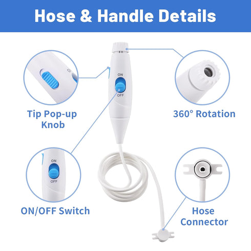 Replacement Hose and Handle Parts - Compatible with Waterpik Water Flosser WP-100 WP-300 WP-660 WP-900 Series