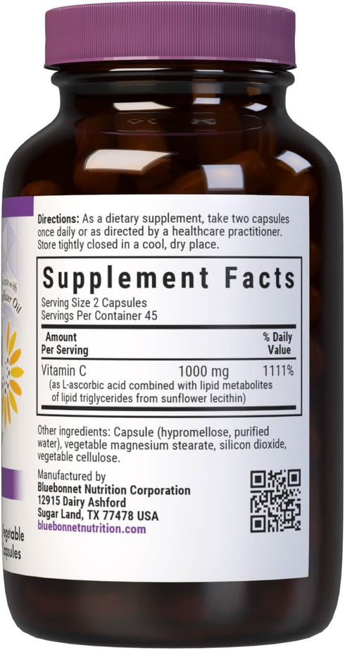 BlueBonnet Nutrition Liposomal Vitamin C - 90 Vegetable Capsules for Immune Health, Vegan, Kosher, Non-GMO