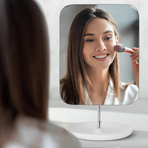 Table Vanity Mirror with Stand, Makeup Mirror for Desk, Adjustable Flexible Gooseneck, 360° Rotation Portable Mirror