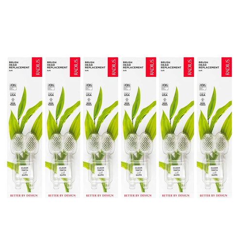 Radius Toothbrush Replacement Brush Heads, Soft, 2-Count Pack of 6