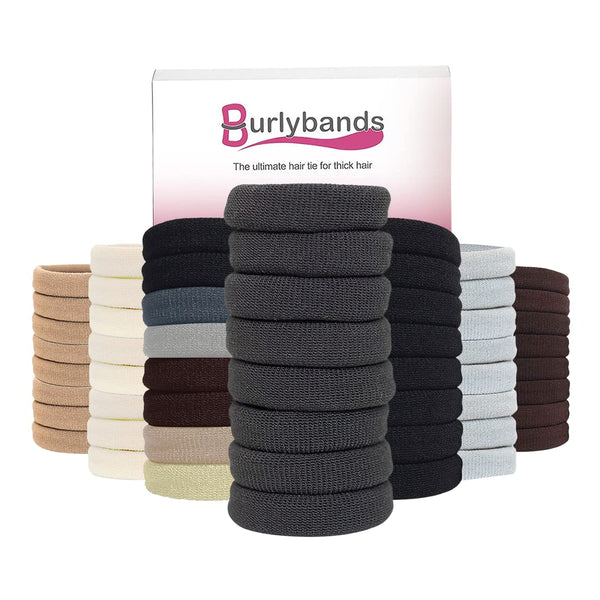 Large Non-Slip Hair Ties for Thick Curly Hair, Seamless Women's Ponytail Scrunchies, 8 Pcs in Dark Gray