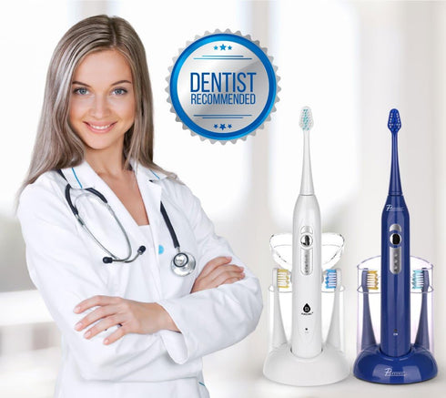 Pursonic S430 High Power Sonic Electric Toothbrush, Blue, Rechargeable with 12 Brush Heads & Storage Charger