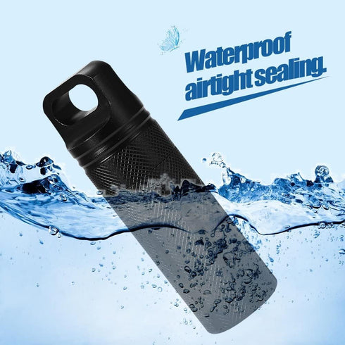Keychain Container, Pill Containers, Pill Storage Case Keychain, Waterproof Airtight Bottle, Dry Box for Men Women Outdoor Travel Camping Tool (Black)