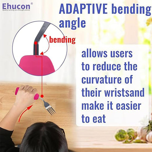 Set 1fork+1spoon=1set,Pink) Adaptive Utensils for Hand Tremors,Arthritis and Parkinsons -Weighted Silverware