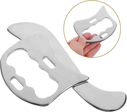 HAMPPLIES 2pcs Set Stainless Steel Body Scraper and Face Neck Massager Myofascial Release Massage Tool for Deep Tissue