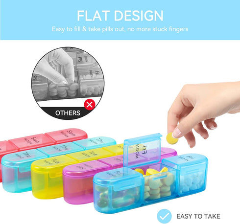 SUMMUE 3 7 Weekly Pill Organizer Times A Day, Day Pill Box Large Compartments Moisture-Proof Pill Case, Daily Portable