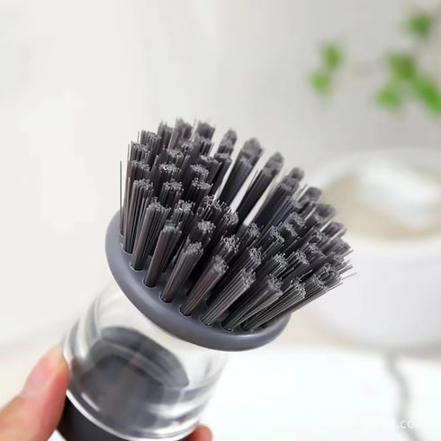 Dishwashing Brush with Soap Dispenser - Multi Functional Press Type Kitchen Detergent Brush for Dishwashers and Pans