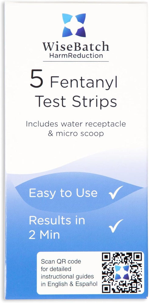 WiseBatch Harm Reduction WiseBatch Fentanyl Test Strip + MicroScoop and Instructions - Box of Five