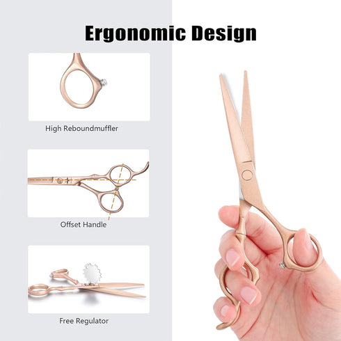 PURPLEBIRD Hair Cutting Scissors Thinning Shear Set, Professional Barber 6 inch Styling Kit for Men, Women, Kids