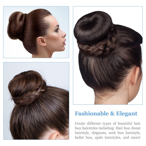 TsMADDTs Donut Hair Bun Maker, 3PCS Dark Brown Ring Style Bun Maker with 20PCS U Shaped Hair Pins for Women