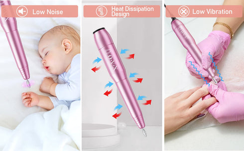 Portable Electric Nail Drill File Machine with Acrylic Nail Kit Set - Professional 20000rpm Manicure Pedicure