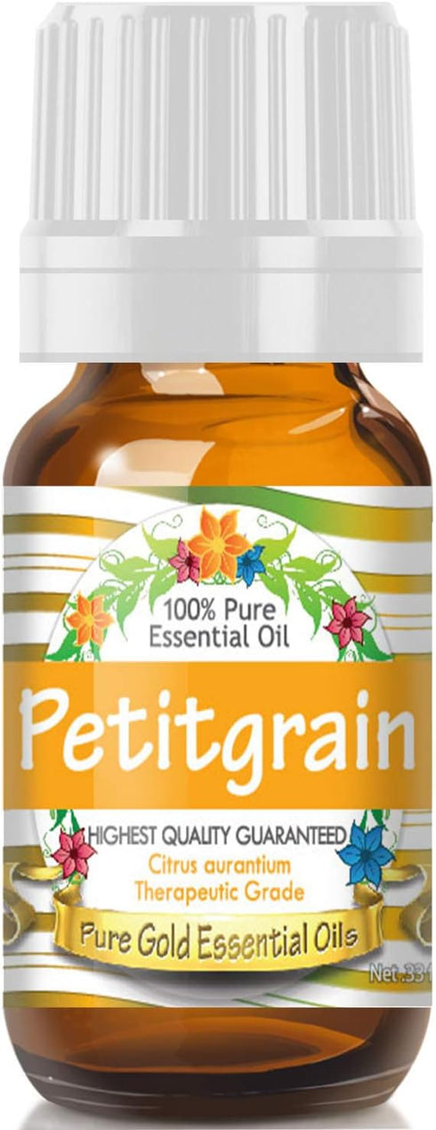 Pure Gold Essential Oils, Petitgrain Essential Oil, 0.33 Fluid Ounces
