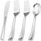 200PCS Silver Plastic Silverware - Heavy Duty Disposable Cutlery Set of 100 Forks, 50 Spoons, 50 Knives for Parties &